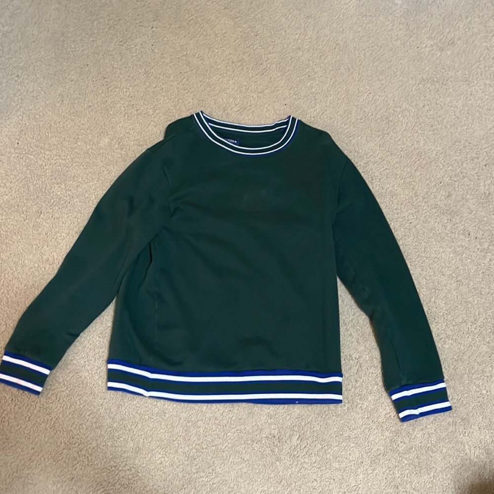 Arizona Jean Co Long Sleeve Sweater, Green with Blue, Medium
